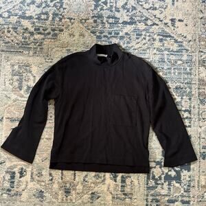 Anthropologie Stateside Mock Neck Boxy Long Sleeve Black Modal Supima Top